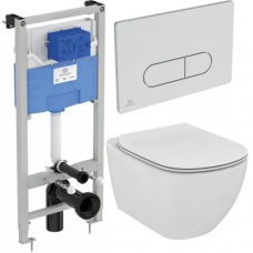 Комплект инсталляции с подвесным унитазом IDEAL STANDARD Prosys Tesi с сиденьем и кнопкой PR386801